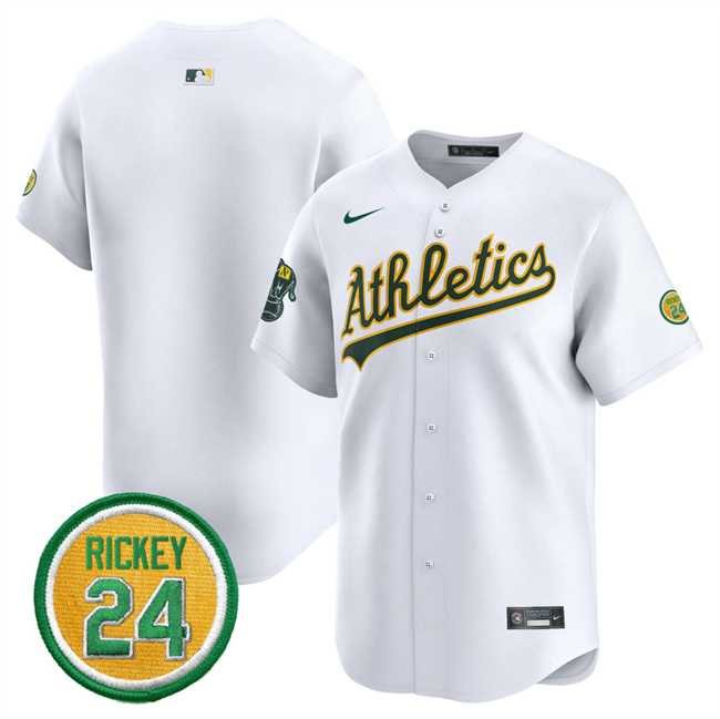 Men%27s Oakland Athletics Blank White 2024 Home Limited With Rickey Henderson Patch Stitched Jersey Dzhi->seattle mariners->MLB Jersey
